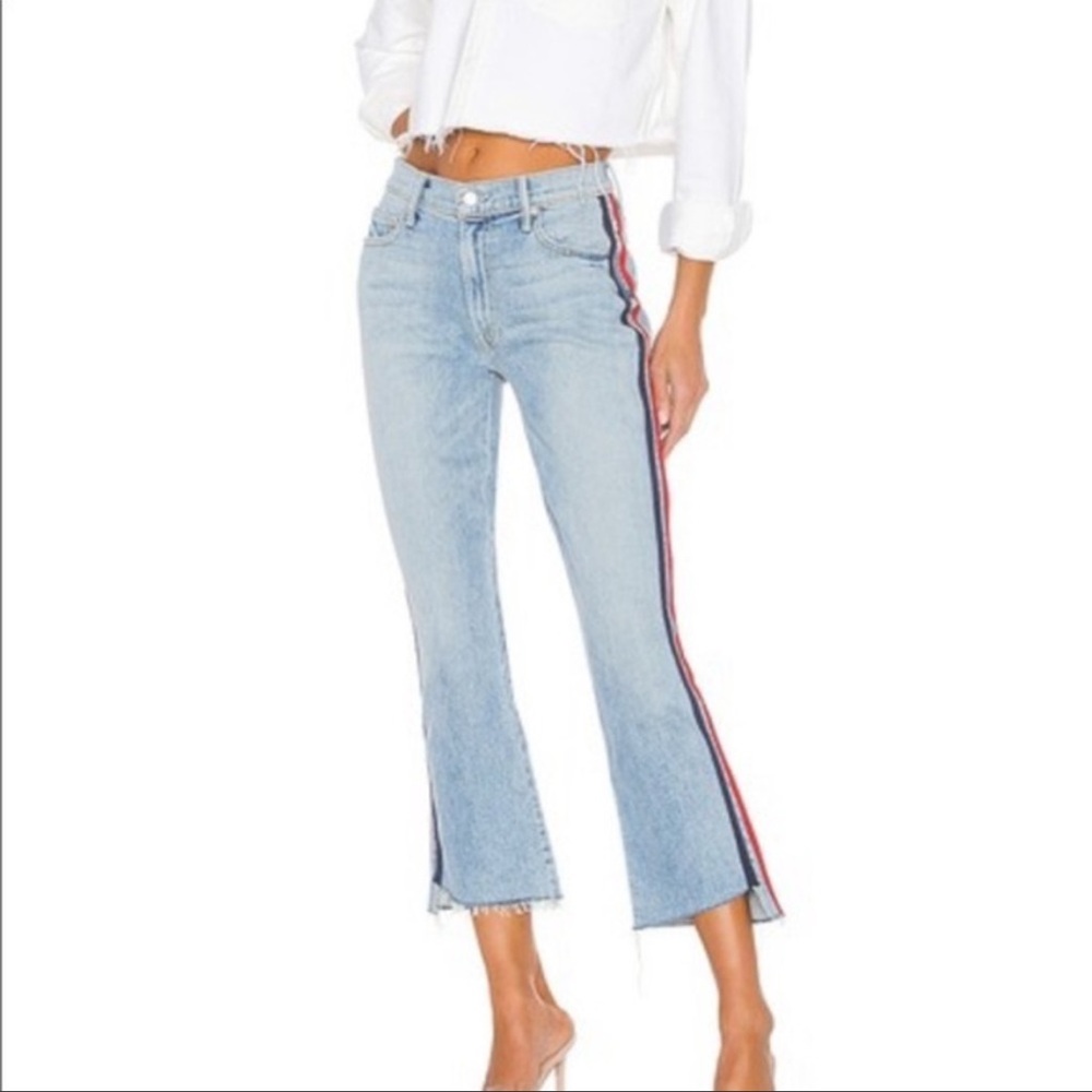 MOTHER denim jeans with blue and red stripe